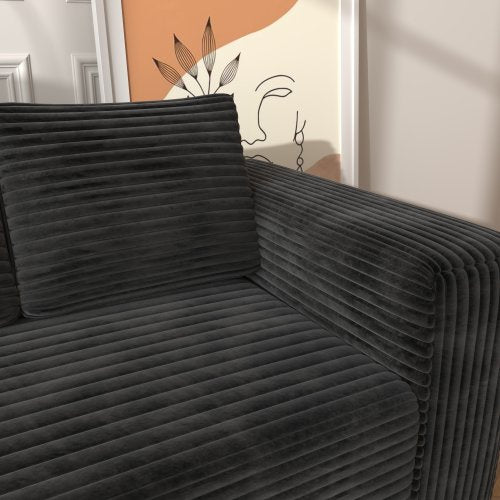 Sofá Seccional Cloud con Chaise en Forma de L, Sofá Modular Moderno con Asiento Profundo, Sofás Tapizados con Chaise Orientado a la Derecha para Sala de Estar o Dormitorio, Sin Ensamblaje Requerido, Tela de Terciopelo Negro Suave
