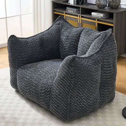 Compressed Plush Bean Bag Sofa Couch- High-Resilience Foam Filled, Ultra-Soft Boucle Lounge Chair For One Or Two People, Cozy Living Room Seating For Reading, Gaming & Relaxing, Space-Saving Vacuum