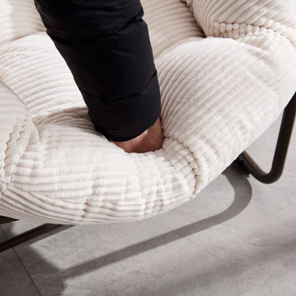 Silla Mecedora de Mimbre Exterior, Silla Mecedora Reclinable con Cojín Acolchado para Exterior en Pórtico Delantero, Sala de Estar, Terraza, Jardín, Blanco-Prohibida su Venta en la Plataforma Temu