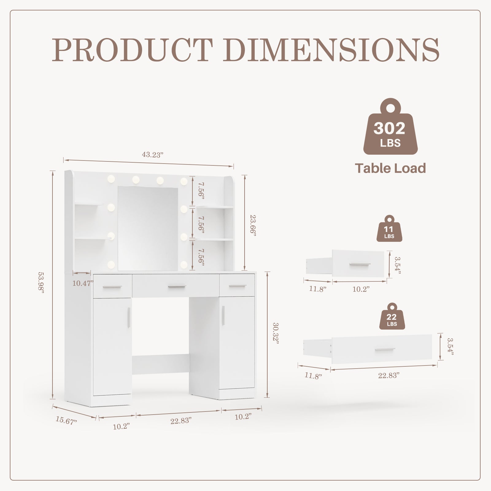 White Lighted Dressing Table