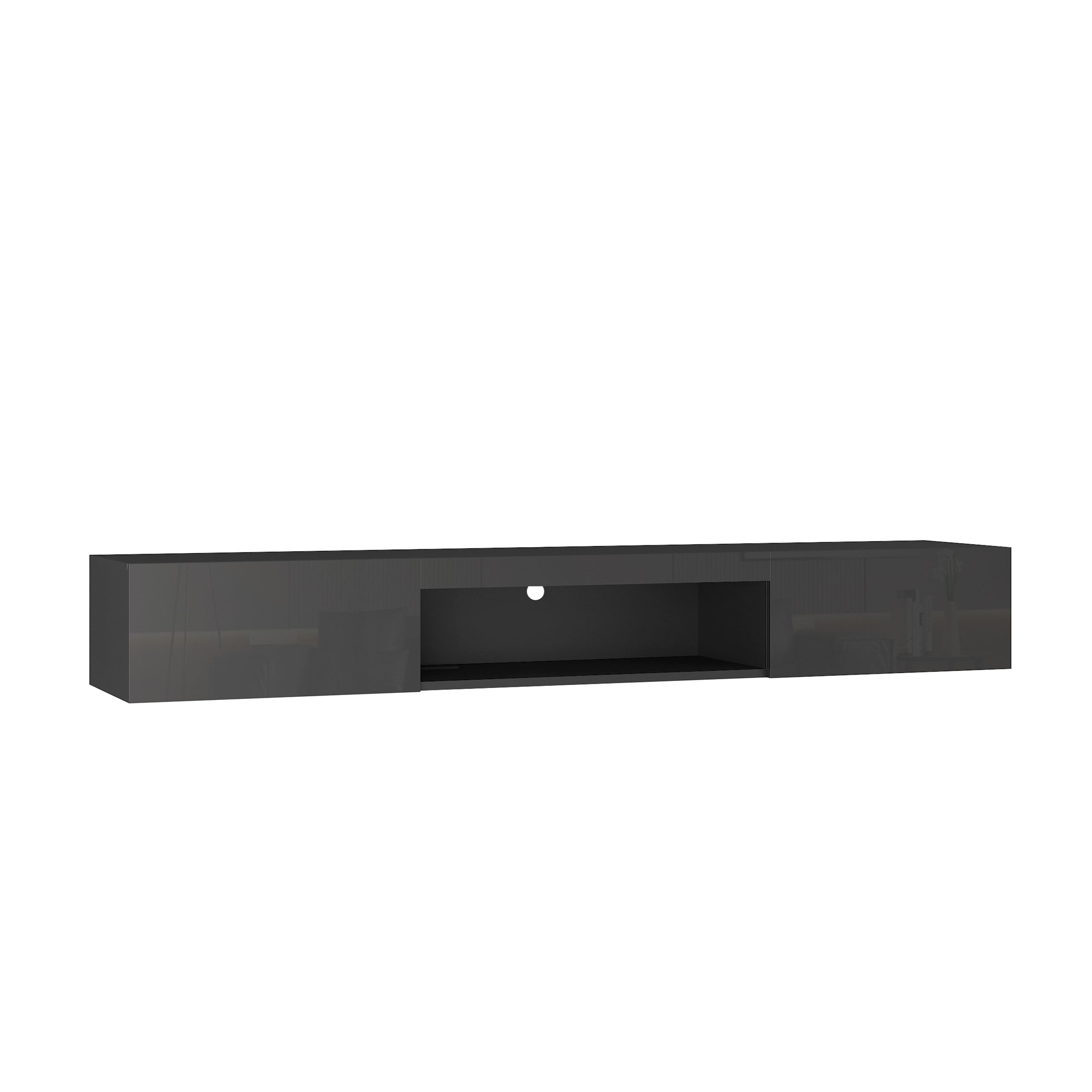 Black LED Floating TV Stand
