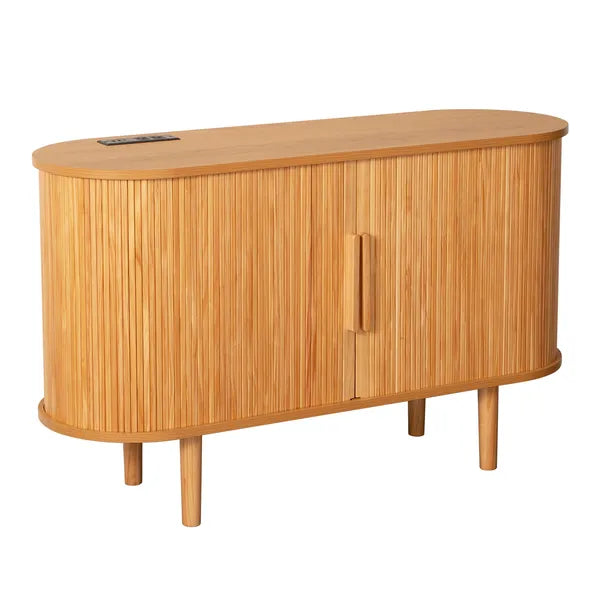 Fralimk Sideboard Buffet-Schrank mit Stauraum, moderner gerillter Stauraum-Schrank für das Esszimmer, Tambourtür-Konsolentisch für das Wohnzimmer, Büroschrank oder TV-Ständer, Akzent-Sideboard-Schrank