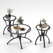 3-teiliges Couchtisch-Set mit gehärteter Glasoberfläche Deko-Couchtisch