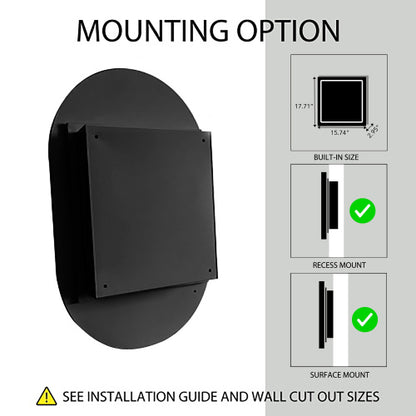 20x34 Inch Oval Recessed Metal Frame Bathroom Wall Cabinet With Mirror And Adjustable Shelves Unavailable Platforms- Temu