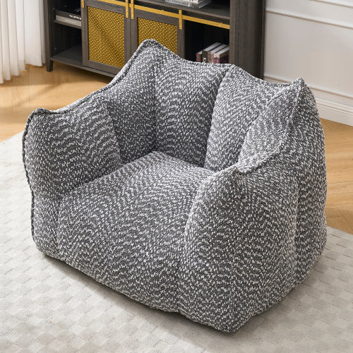 Compressed Plush Bean Bag Sofa Couch- High-Resilience Foam Filled, Ultra-Soft Boucle Lounge Chair For One Or Two People, Cozy Living Room Seating For Reading, Gaming & Relaxing, Space-Saving Vacuum
