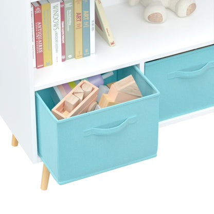 Fiberboard Children's Bookshelf With Foldable Fabric Drawers