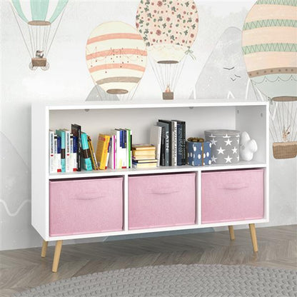 Children's Bookcase With Foldable Fabric Drawers, Children's Book Display, Toy Storage