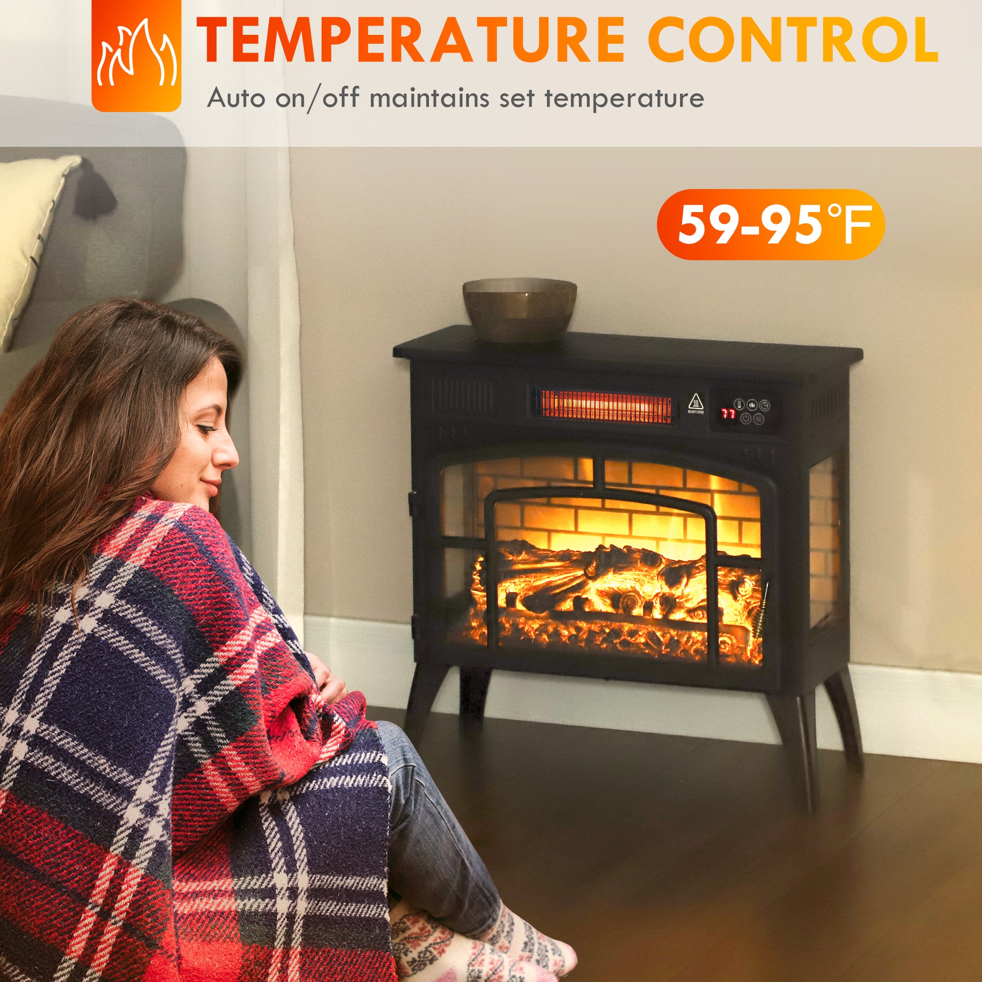 3-Sided Electric Fireplace Stove