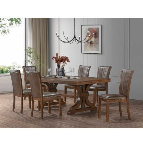 78.74 Mesa Rectangular de Roble de Goma para 6-8 Personas con Base de Caballetes de Madera, Mesa de Madera para Cocina de Estilo Moderno de Mediados de Siglo, Mesa de Cena para Comedor, Sala de Estar, ROBLE