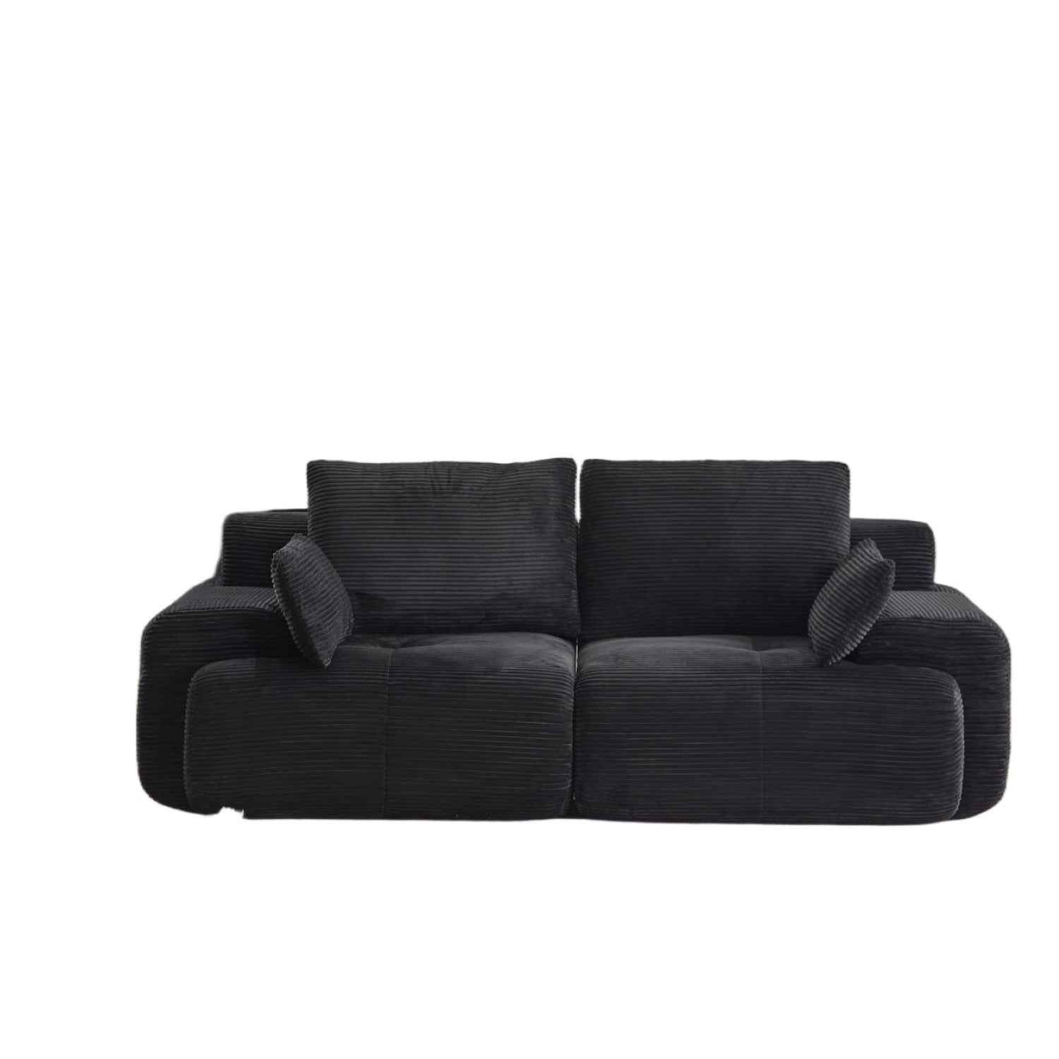 Sofá Comprimido de Espuma de Memoria Moderna, Sofá Seccional Grande de 2 Plazas para Sala de Estar, Sofá Seccional Modular en Forma de Nube Amigable con Mascotas, Tela de Corduroy, Loveseat Extra Profundo, Sin Ensamblaje Requerido, Negro