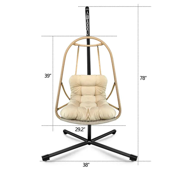 JESE Swing Egg Chair With Stand – Foldable Hanging Chair For Indoor & Outdoor Use – 300lbs Capacity