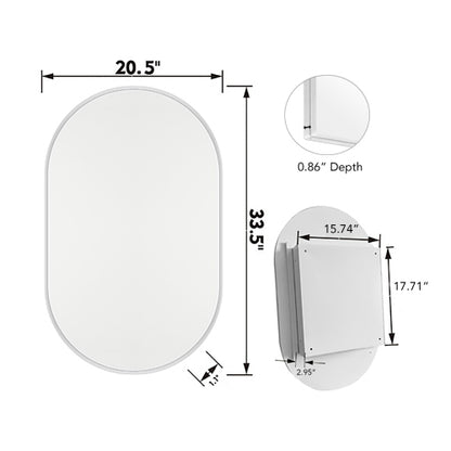 20x34 Inch Oval Recessed Metal Frame Bathroom Wall Cabinet With Mirror And Adjustable Shelves Unavailable Platforms- Temu