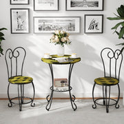 Conjunto de Mesa de Café de 3 Piezas en Estilo Moderno: Mesa de Café Redonda con 2 Sillas con Respaldo Redondo