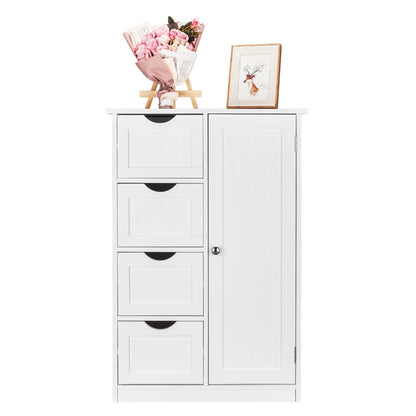 Four Drawer Single Door Bathroom Storage Cabinet