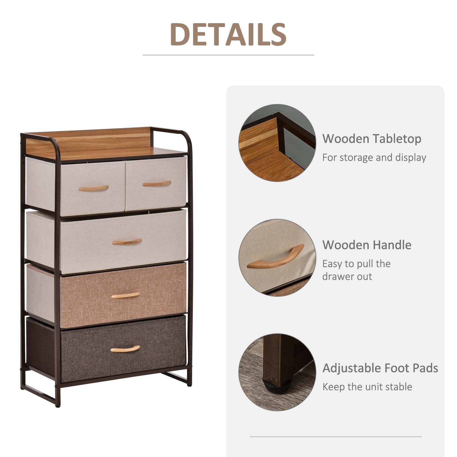 Modern 5-Drawer Storage Tower