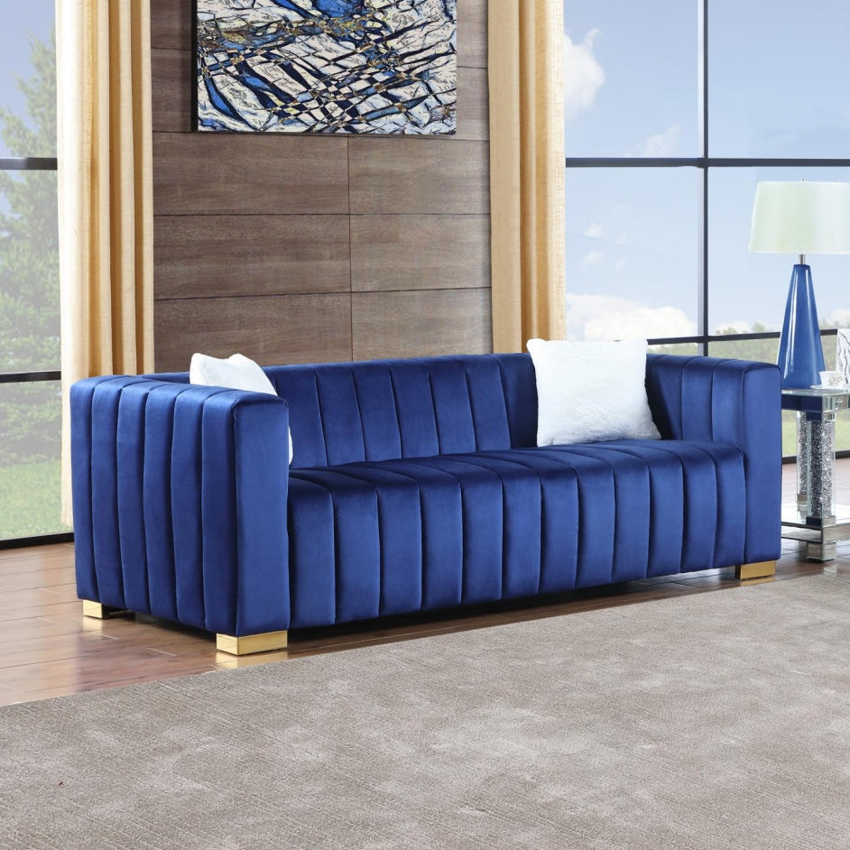 Navy Channel Chesterfield Sofa