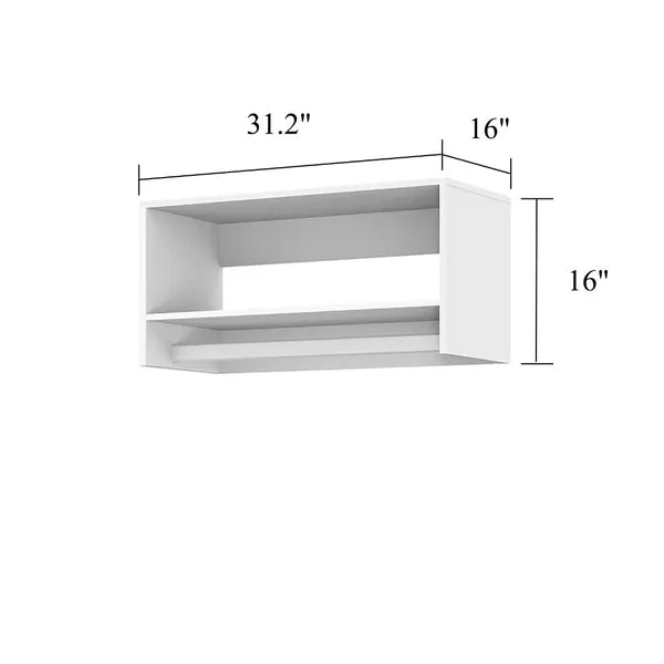 16"H Livelylodge Holzmodulares Kleiderschrank-Lagerungssystem: Kleiderschrank-Organizer Modernes Offenes Kleiderschranksystem mit Kleiderstange und Regalen für das Badezimmer in Weißer Oberfläche für alle Altersgruppen