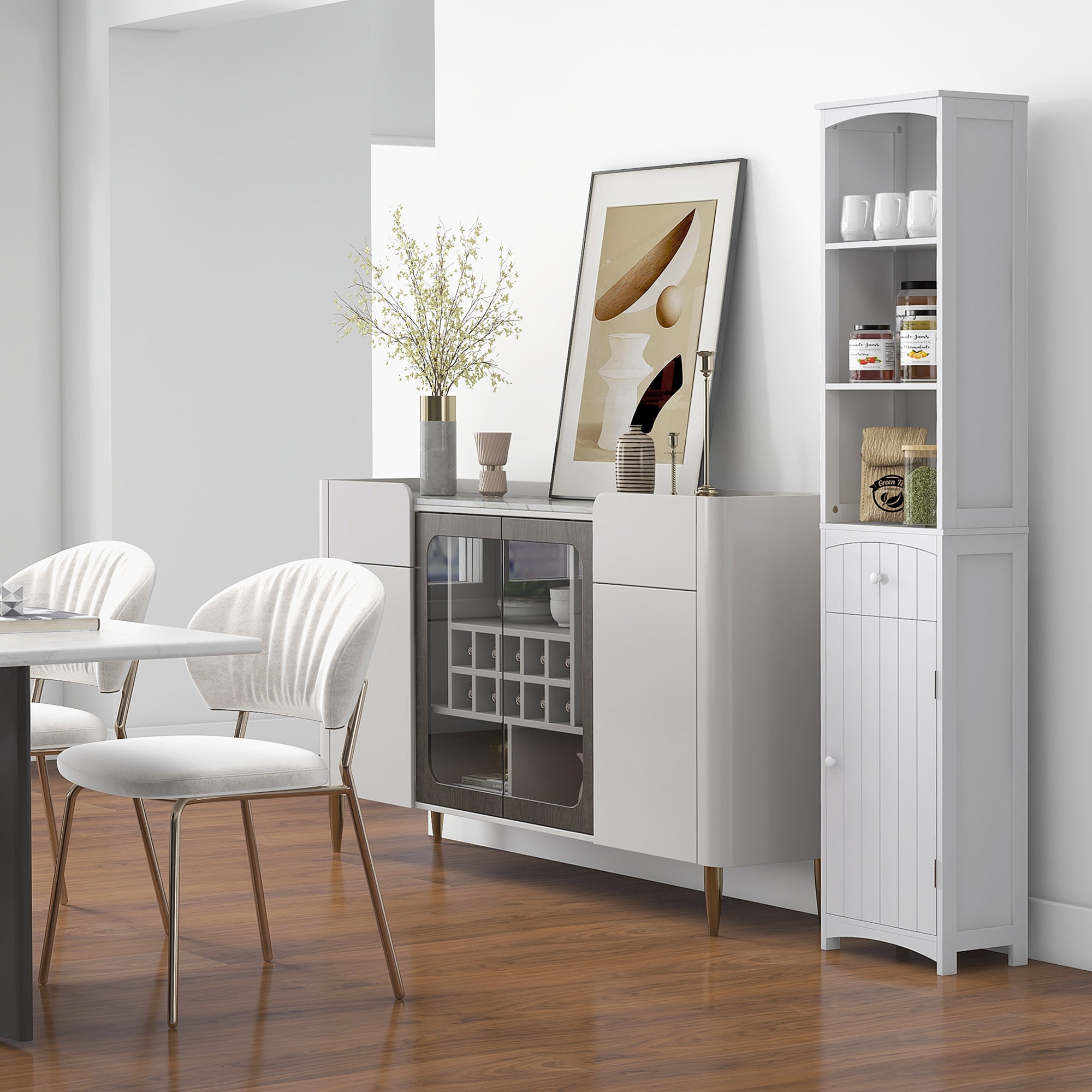 Modern White Storage Cabinet 990x420mm Sturdy