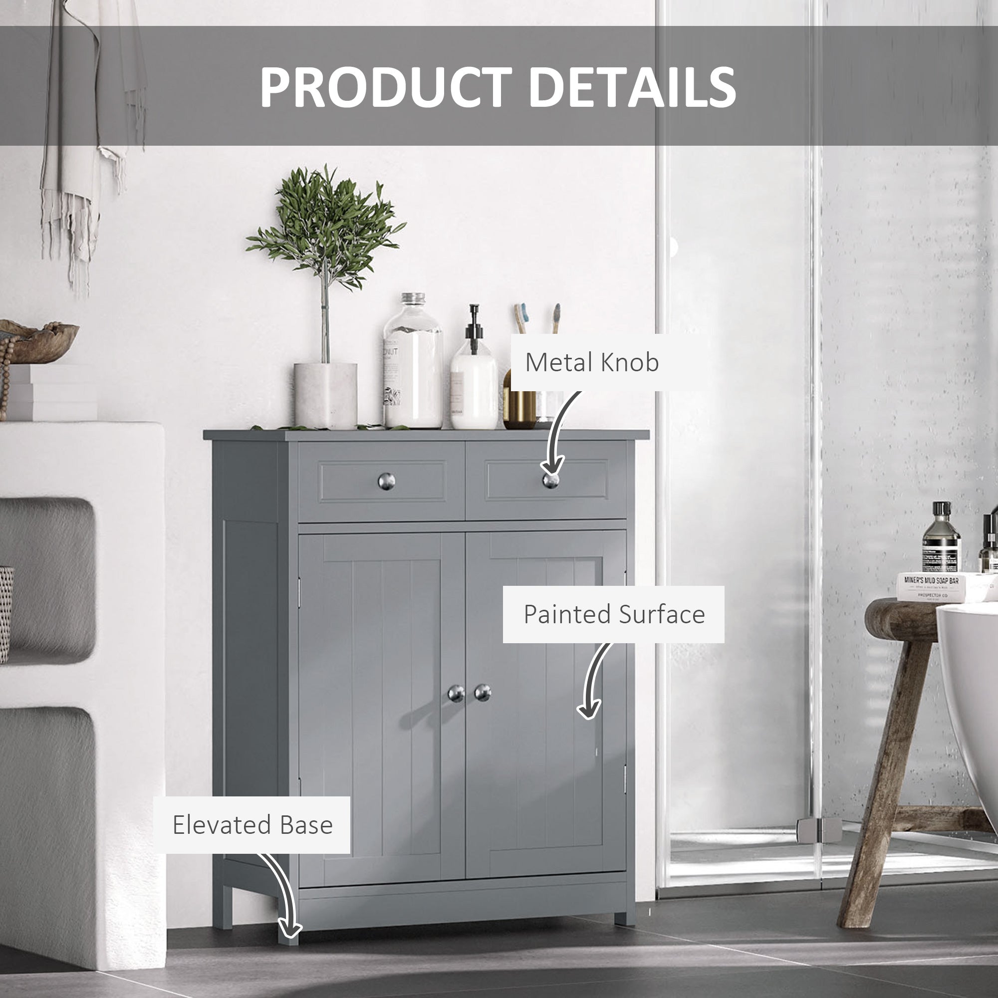 Grey Bathroom Floor Cabinet