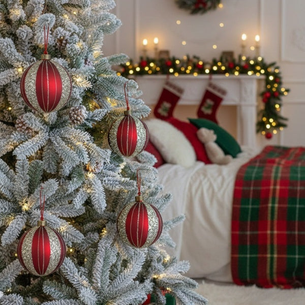 4-piece Set Of 4.7-inch Christmas Glass Ball Ornaments, Festive Tree Hanging Decorations, Party Decoration Supplies, Shipped By FBA, Prohibited From Sale On The Temu Platform