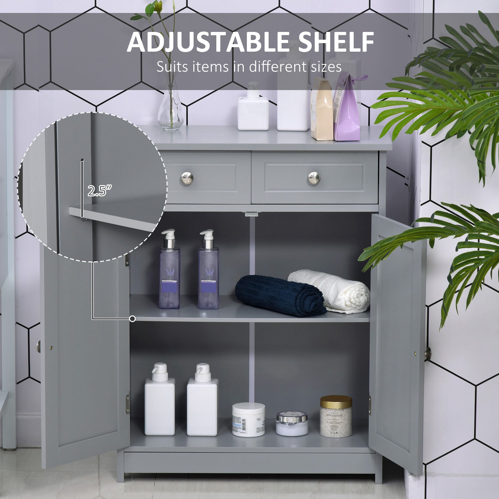 Grey Bathroom Floor Cabinet
