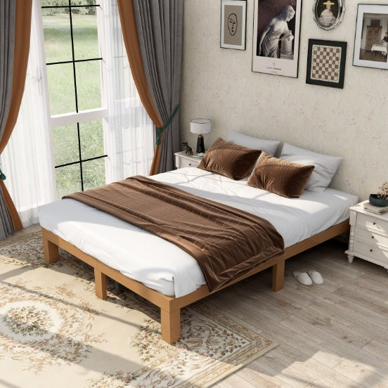 Natural Wood Platform Bed