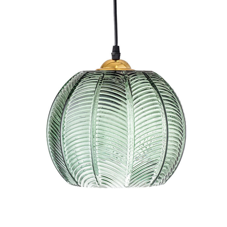 Green Leaf Glass Chandelier Three-Head Disc