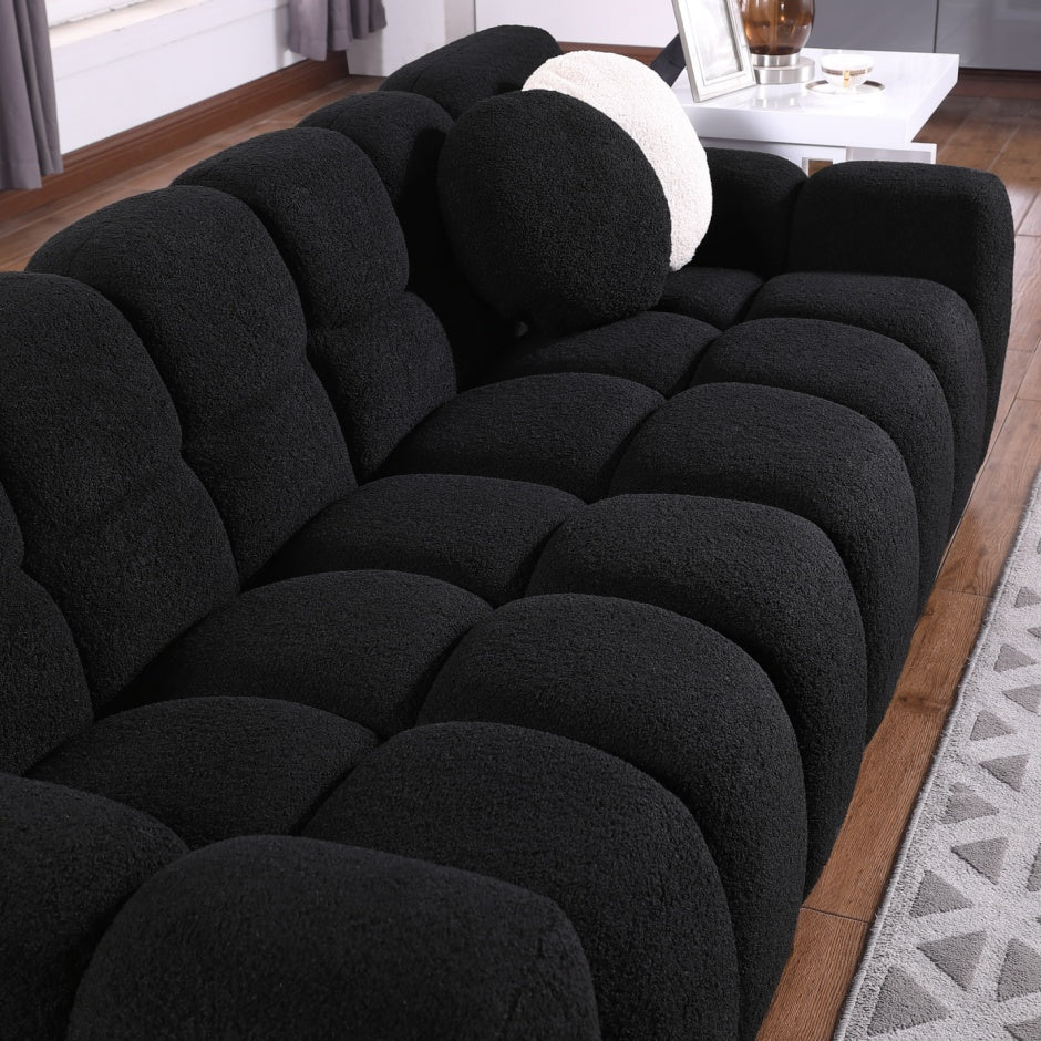 Black Boucle 3-Seater Sofa