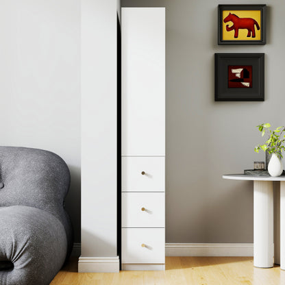 70.87 H Display Storage Cabinet , 4-Tier Shelf, 3 Side Drawers , Modern Wooden Tall Bookshelf Bookcase For Living Room Home Office