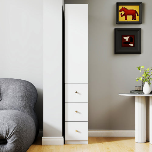 Wooden Storage Cabinet Modern Tall Bookshelf Living Room
