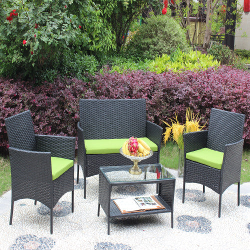 Green Rattan Patio Set