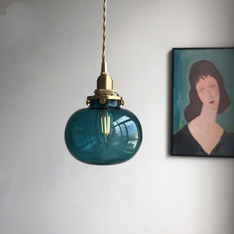 Brass Vintage Glass Chandelier