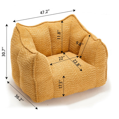 Compressed Plush Bean Bag Sofa Couch- High-Resilience Foam Filled, Ultra-Soft Boucle Lounge Chair For One Or Two People, Cozy Living Room Seating For Reading, Gaming & Relaxing, Space-Saving Vacuum