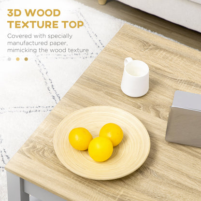 Square Coffee Table with Storage for Living Room, Natural/Gray