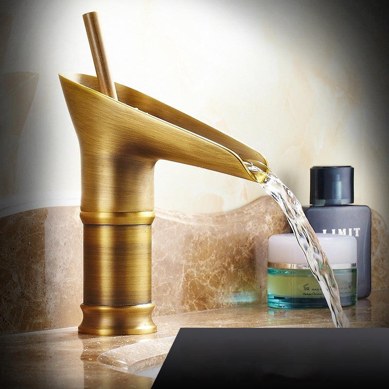 Copper Waterfall Basin Faucet Household Wash Up Sink Faucet