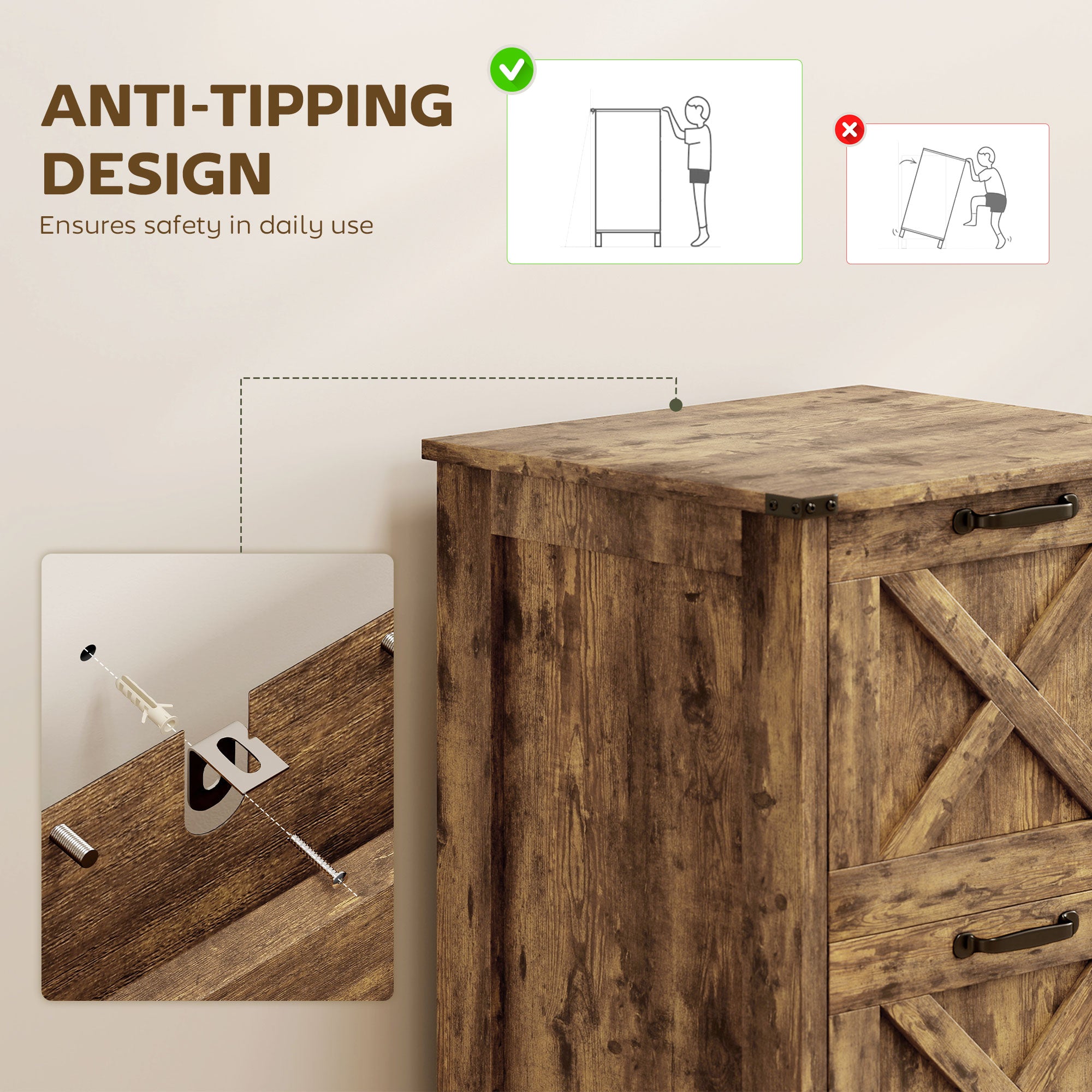 Rustic Brown File Cabinet
