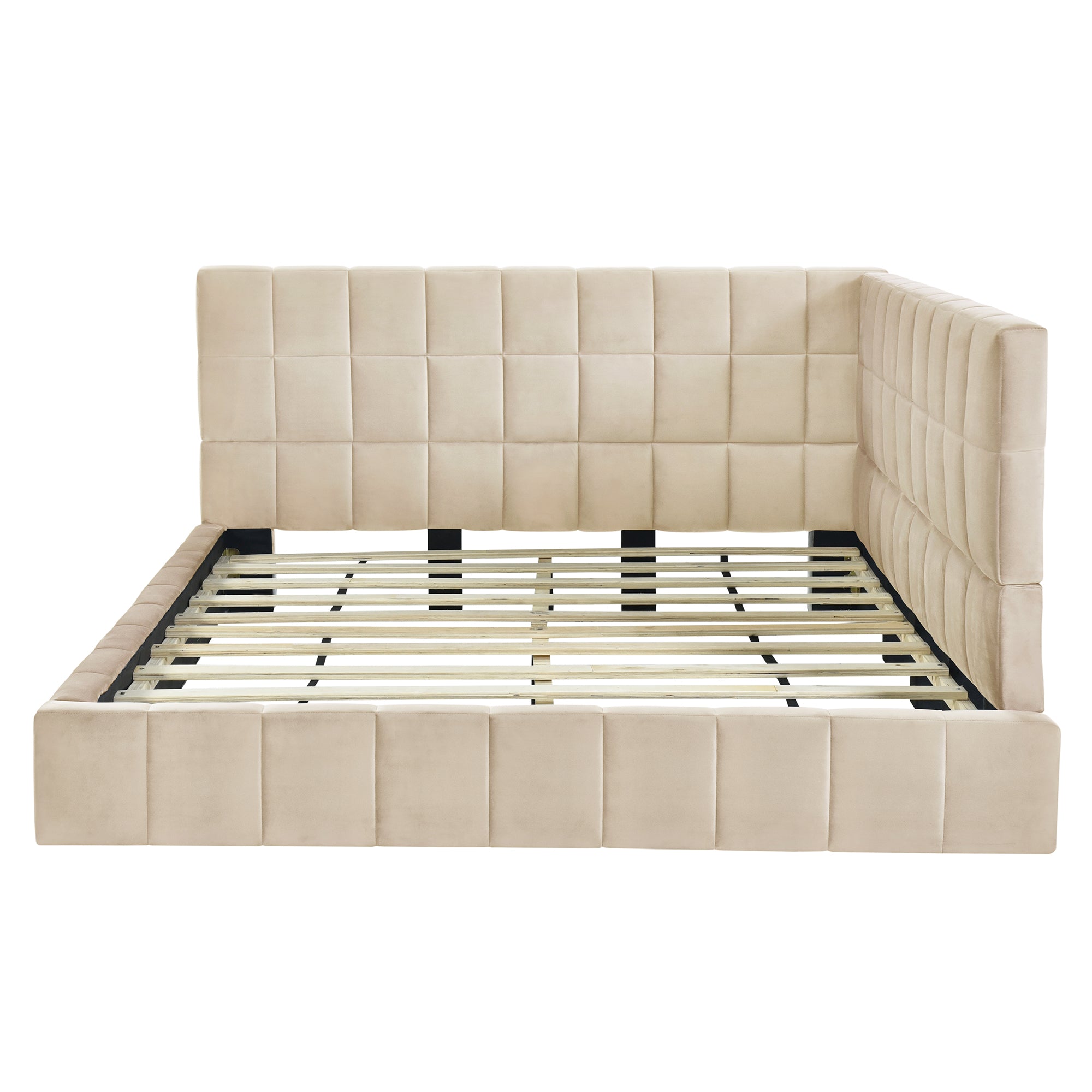 Beige Velvet Sofa Bed