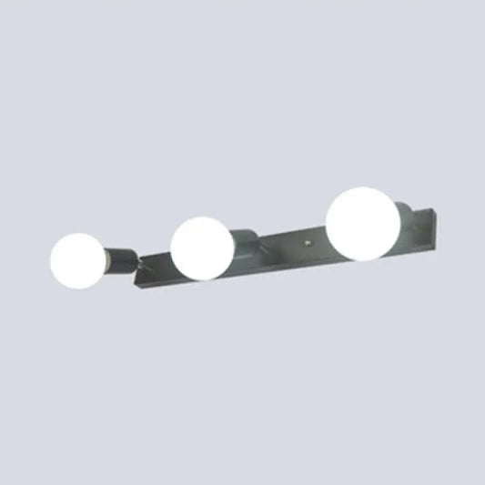 DecorBites™ 3/4-Head Bedroom Vanity Wall Sconce in Simple Metal Finish with Exposed Bulb - Black/White