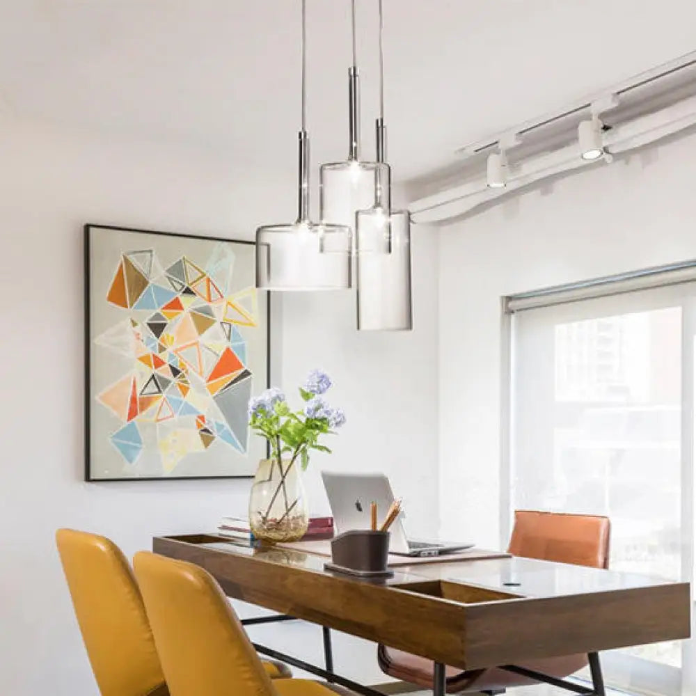 ديكوربايتس™ 3/6/10 مصابيح إضاءة غرفة الطعام مع غطاء أسطواني زجاجي شفاف مصباح معلق عصري من الكروم