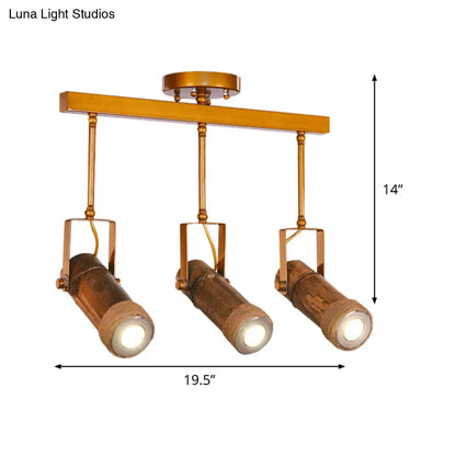 Lámpara colgante DecorBites™ de 3/6 bombillas con tubo de bambú y cuerda de cáñamo - Iluminación de suspensión de hierro marrón con cuerda de cáñamo