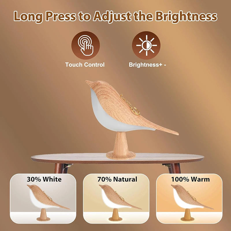 3 Colour Wooden Bird Night Light