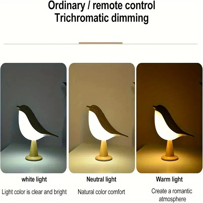 3 Colour Wooden Bird Night Light