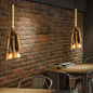 3-Head Bamboo Pendant Chandelier with Tubular Rope Design for Restaurants and Warehouses - Brown with Open Bulb Fixture