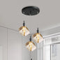 3-Head Clear Crystal Cube Pendant Light in Modern Black Design for Dining Room LED Suspension