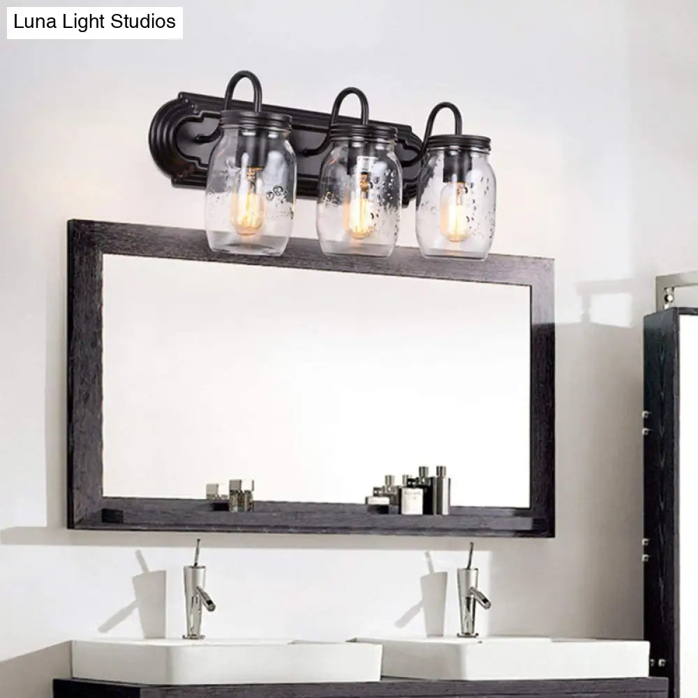 Apliques de pared de metal de 3 cabezales para baño - Diseño de tarro de conservas - Lámparas de pared