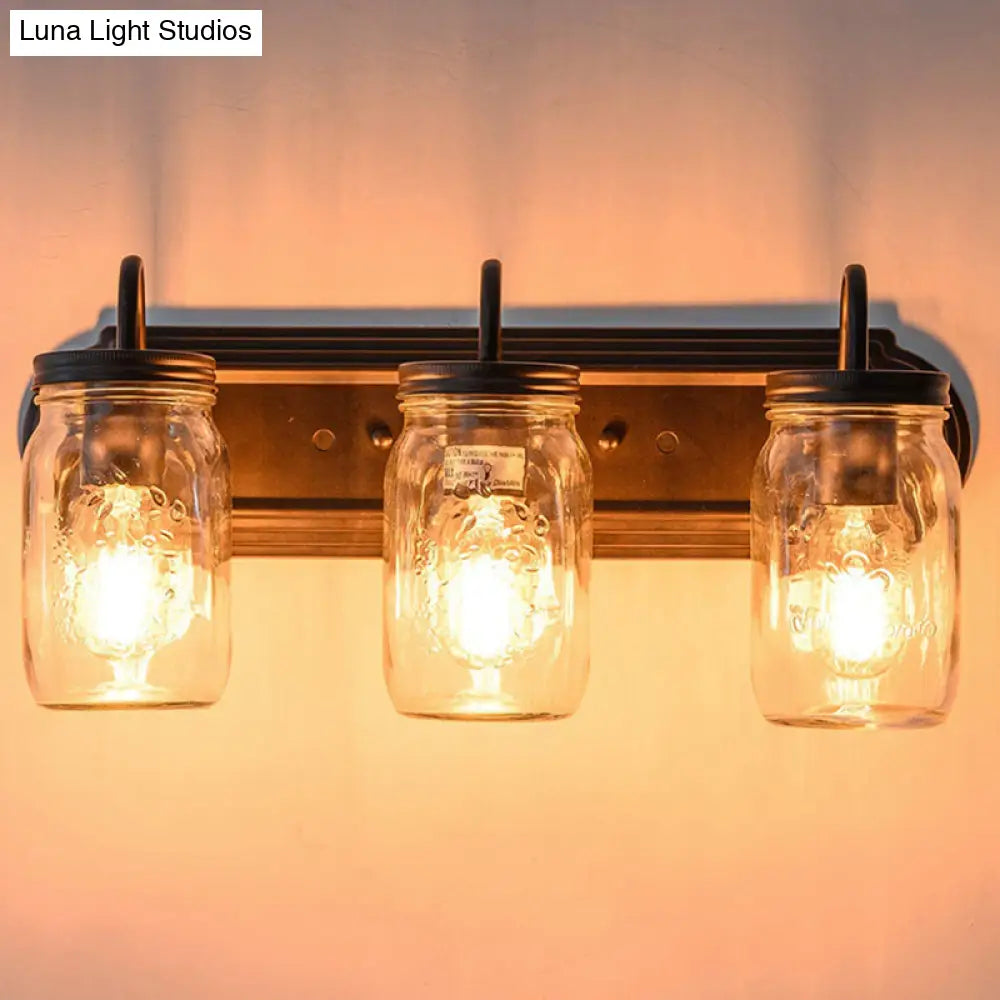 Apliques de pared de metal de 3 cabezales para baño - Diseño de tarro de conservas - Lámparas de pared