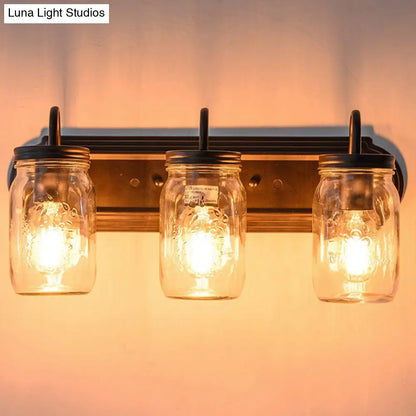 Apliques de pared de metal de 3 cabezales para baño - Diseño de tarro de conservas - Lámparas de pared