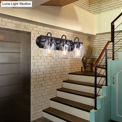 Apliques de pared de metal de 3 cabezales para baño - Diseño de tarro de conservas - Lámparas de pared