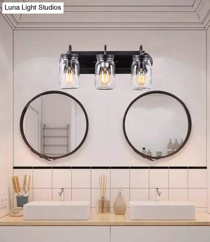 Apliques de pared de metal de 3 cabezales para baño - Diseño de tarro de conservas - Lámparas de pared