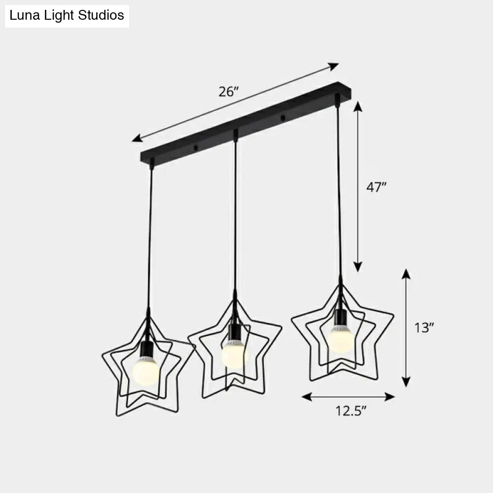 3-Head Nordic Metal Pendant Light - Wire Frame Cluster Ceiling Fixture for Dining Room